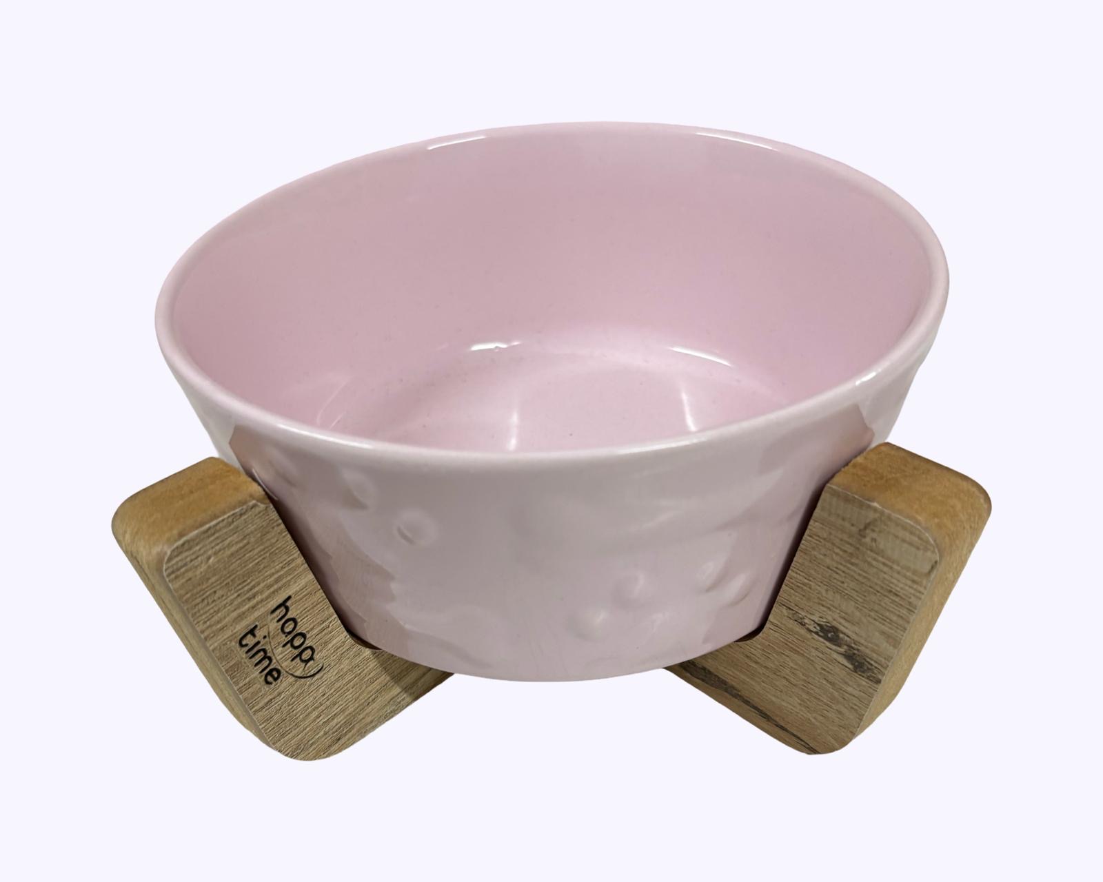 AHŞAP AYAKLI SERAMİK MAMA KABI 400 ML